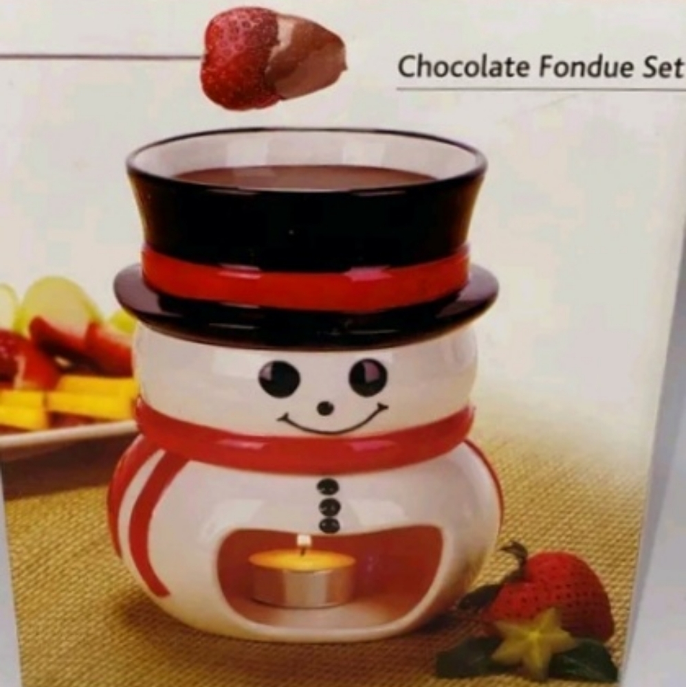 Snowman Trudeau Chocolate Fondue Set